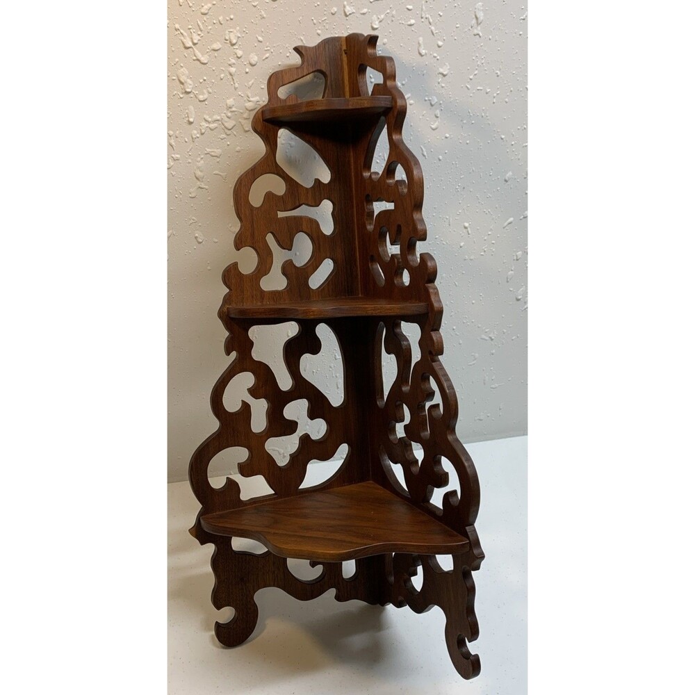 Vintage Wood Corner Shelf Knick Knack Display Handmade
